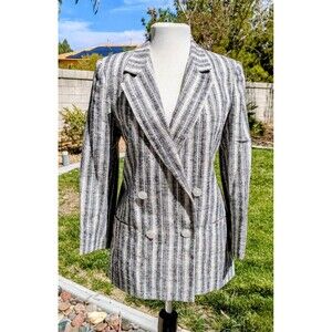 VTG Peabody House Striped Double Breasted Women's Med Sz8 Blazer Coat Jacket EUC